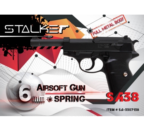Пневматический пистолет спринговый Stalker SA38 (аналог Walther P38) по низким ценам в магазине Пневмач