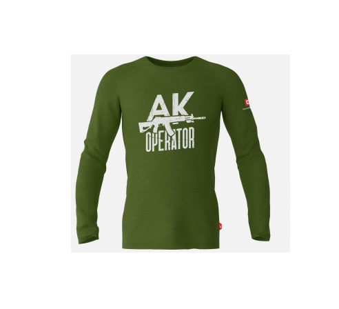 Футболка с принтом "АК operator"; мужская; короткий рукав; хаки; размер L	 по низким ценам в магазине Пневмач