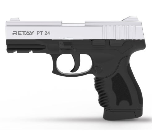 Пистолет охолощенный СХП RETAY PT24 (Taurus) full-auto, 9mm P.A.K, никель по низким ценам в магазине Пневмач