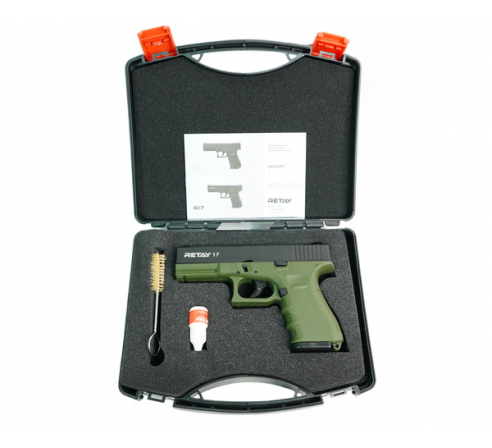 Пистолет охолощенный СХП  RETAY 17 (Glock) 9mm P.A.K, зеленый по низким ценам в магазине Пневмач
