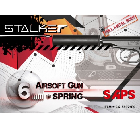 Пневматический пистолет спринговый Stalker SAPS Spring (аналог PM) + имитация глушителя по низким ценам в магазине Пневмач