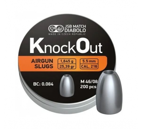 Пули пневматические JSB KnockOut Slugs 5,5мм, 1,64г (200шт.)  по низким ценам в магазине Пневмач