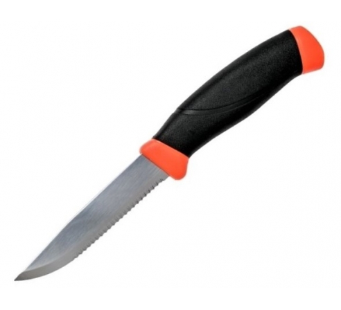 Нож Morakniv Companion F серрейт, нержавеющая сталь, прорезиненная рукоять c оранжевыми накладками по низким ценам в магазине Пневмач