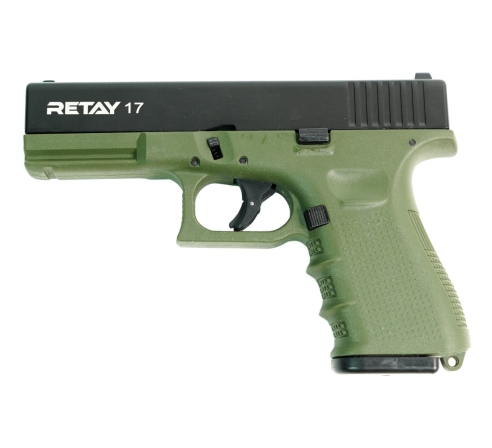 Пистолет охолощенный СХП  RETAY 17 (Glock) 9mm P.A.K, зеленый по низким ценам в магазине Пневмач