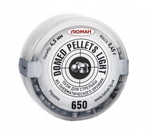 Пули пневматические Люман Domed  pellets Light (круглоголовая) 4,5мм, 0,45г (650шт.) по низким ценам в магазине Пневмач