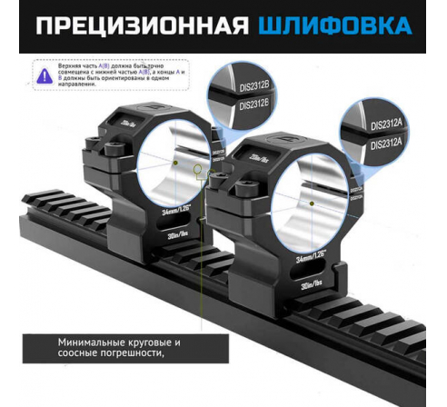 Кольца DISCOVERYOPT 30мм средние под Picatinny (7075)  по низким ценам в магазине Пневмач