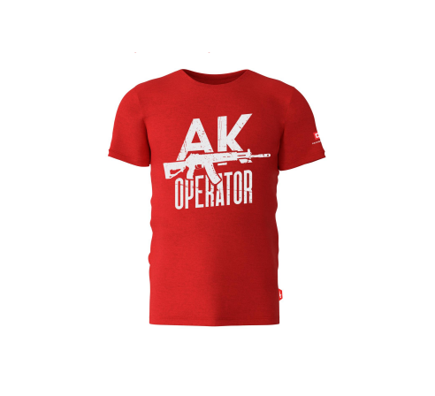Футболка с принтом "АК operator"; мужская; короткий рукав; красная; размер L	 по низким ценам в магазине Пневмач