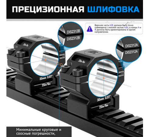 Кольца DISCOVERYOPT 30мм низкие под Picatinny (7075)  по низким ценам в магазине Пневмач