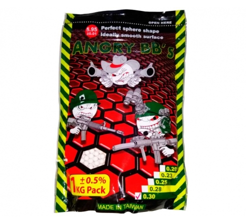Шарики ANGRY BBs® 0,28 (белые, 1кг. пакет) (групповая тара 20 пакетов) AG-028	 по низким ценам в магазине Пневмач
