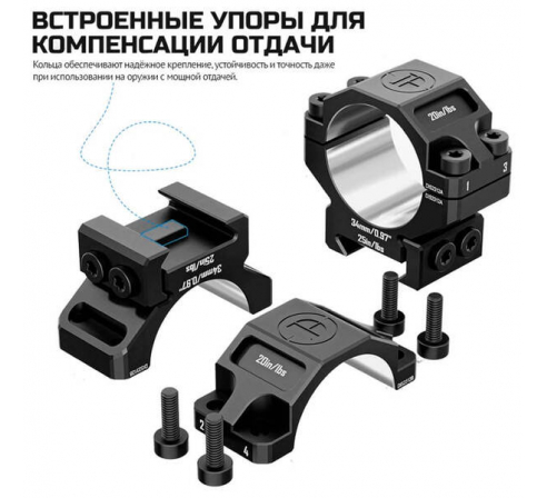 Кольца DISCOVERYOPT 34мм низкие (7075) под Picatinny по низким ценам в магазине Пневмач