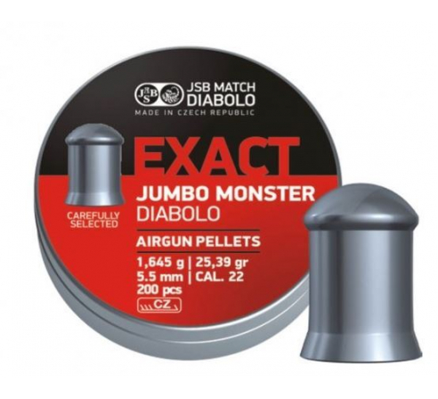 Пули пневматические JSB EXACT Jumbo Monste 5,5мм, 1,645г (200шт.) по низким ценам в магазине Пневмач