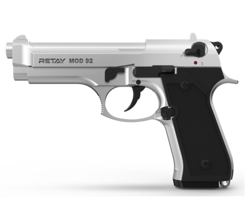Пистолет охолощенный СХП RETAY MOD92 (Beretta) 9mm P.A.K, хром по низким ценам в магазине Пневмач