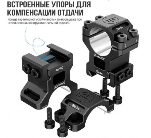 Кольца DISCOVERYOPT 25мм средние под Picatinny (7075)  по низким ценам в магазине Пневмач