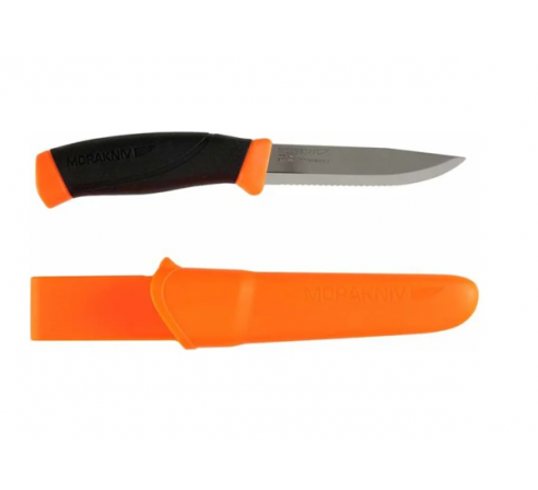 Нож Morakniv Companion F серрейт, нержавеющая сталь, прорезиненная рукоять c оранжевыми накладками по низким ценам в магазине Пневмач