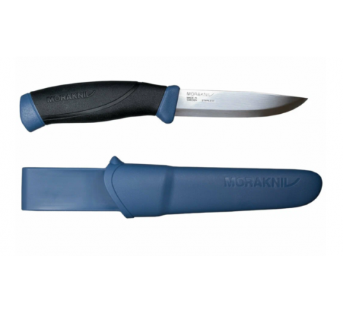 Нож Morakniv Companion Navy Blue, нержавеющая сталь, прорезиненная рукоять с синими накладками по низким ценам в магазине Пневмач
