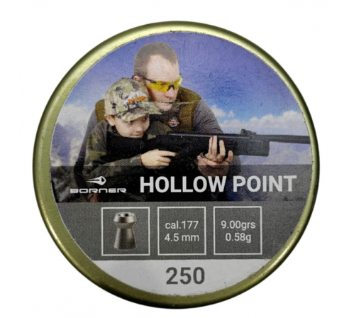 Пули пневматические Borner "Hollow Point" 4,5мм, 0,58г (250шт.)  по низким ценам в магазине Пневмач