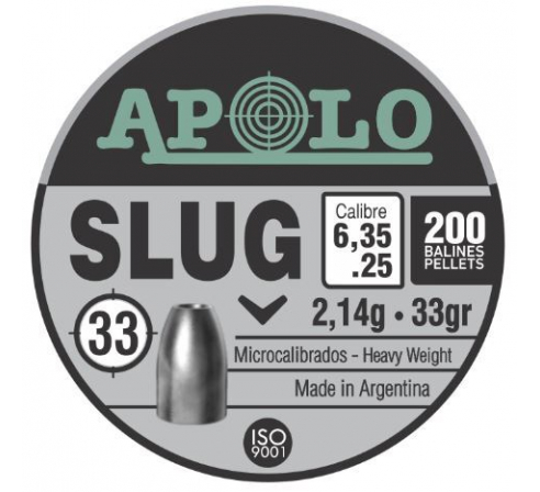 Пули пневматические Apolo Slug 6,35мм, 2,14г (200шт.) по низким ценам в магазине Пневмач