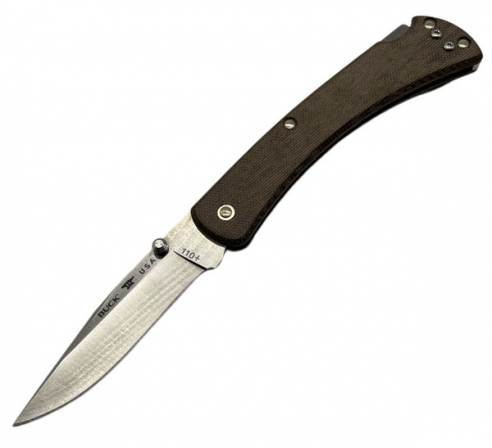 Нож BUCK 0110BRS4 110 Folding Hunter Slim Pro, сталь S30V, рукоять коричневая микарта по низким ценам в магазине Пневмач