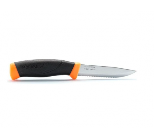 Нож Morakniv Companion F серрейт, нержавеющая сталь, прорезиненная рукоять c оранжевыми накладками по низким ценам в магазине Пневмач