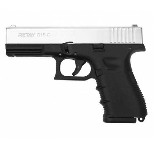 Пистолет охолощенный СХП  RETAY G19C (Glock) 9mm P.A.K, никель