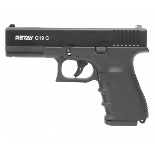 Пистолет охолощенный СХП  RETAY G19C (Glock) 9mm P.A.K, черный