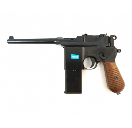 Страйкбольный пистолет WE Mauser 712, металл, длинный магазин, кобура приклад WE-712-BK-SP